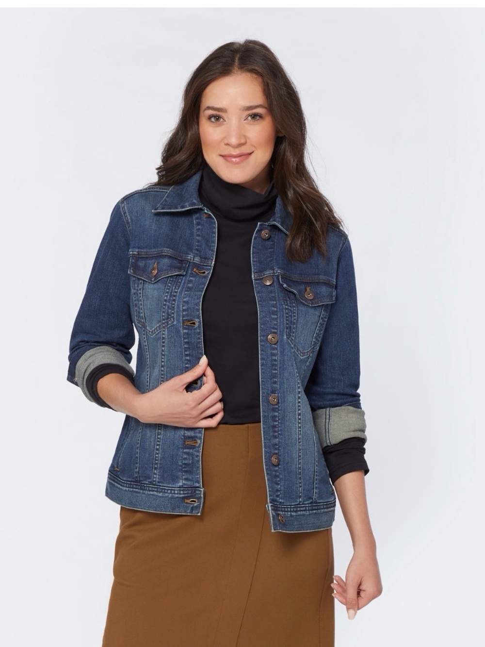 Cavalini Medium Blue Denim Jacket with Wooden Buttons